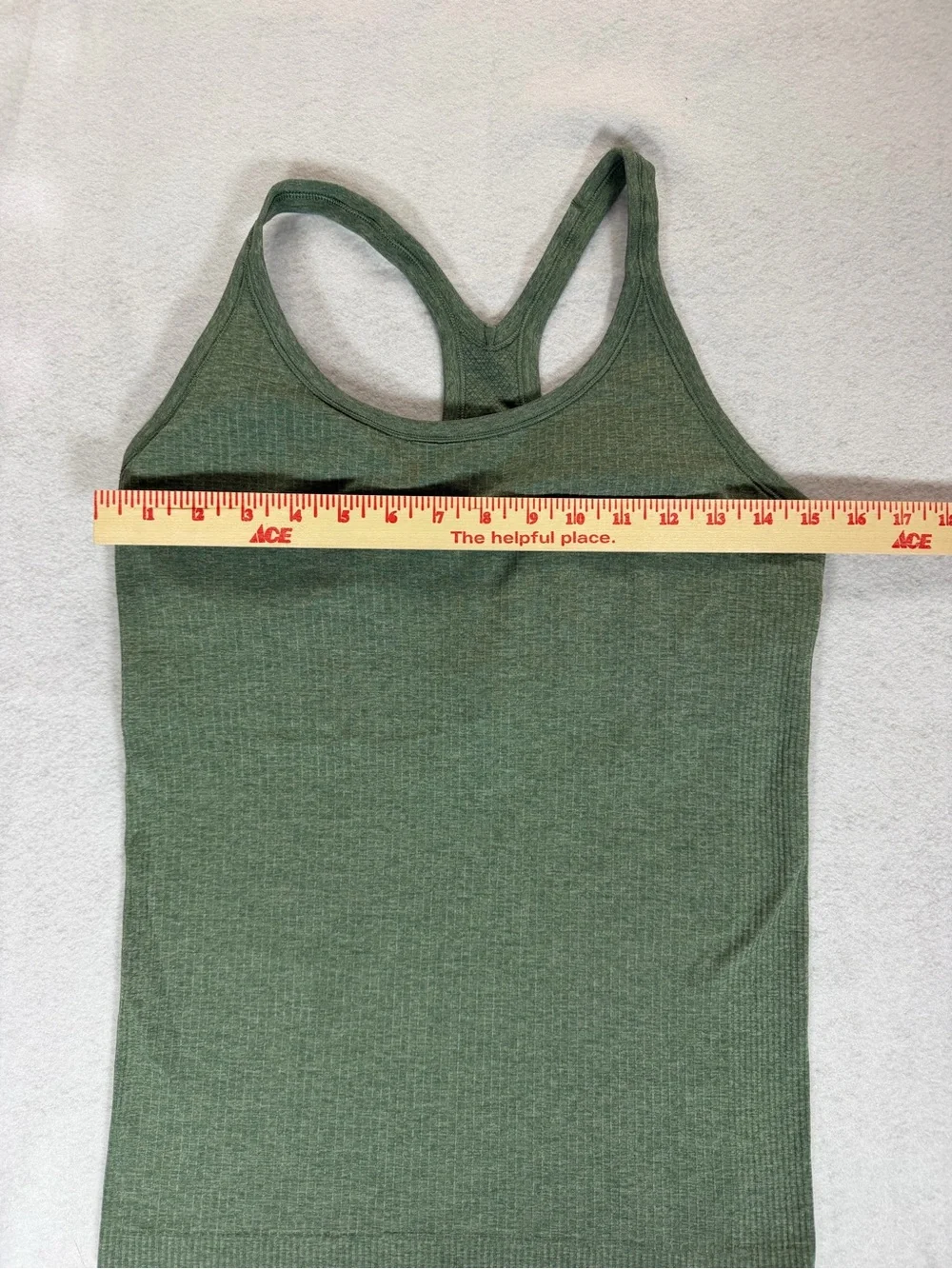 Lululemon Ebb to Street Tank Heathered Fuel Green Sage Olive Ribbed Size 10 / L